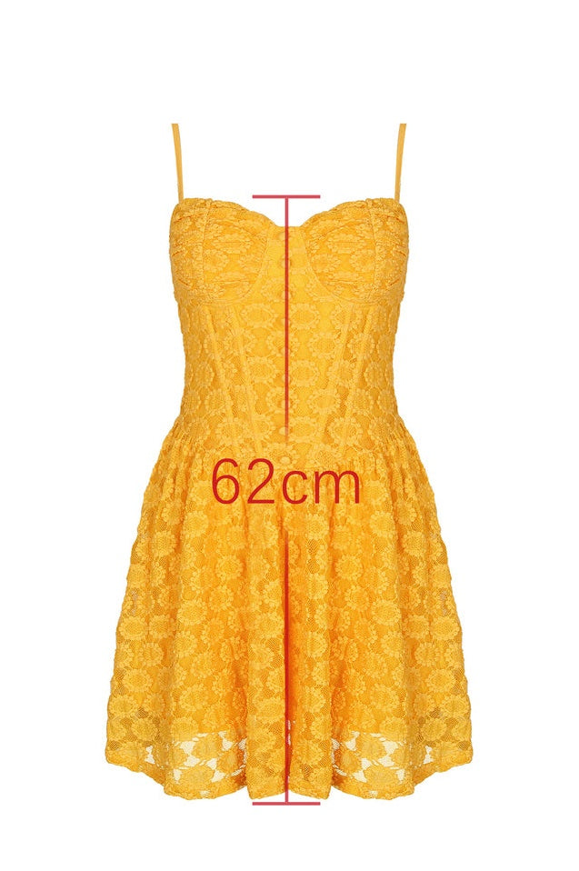 Robe Mini en Dentelle Apricot avec Corset