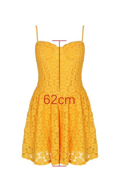 Robe Mini en Dentelle Apricot avec Corset