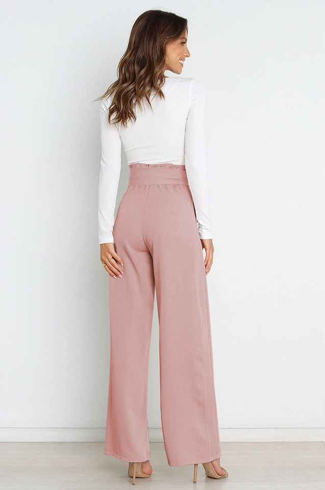 Pantalon Évasé à Ceinture Coordonné