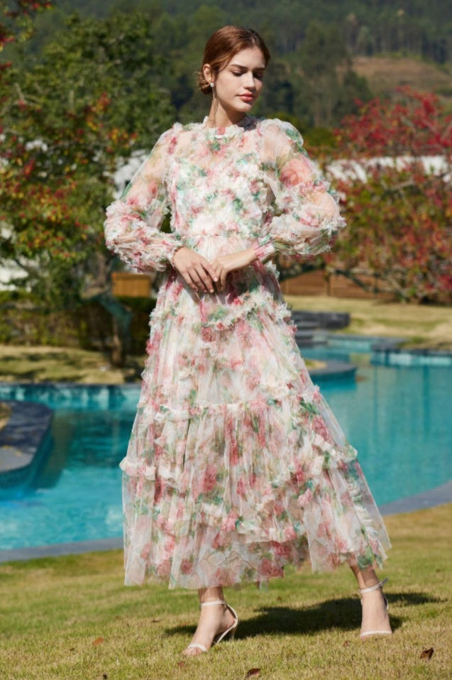 Robe en Maille Florale Aurora