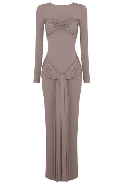 Robe Maxi Longue à Manches Longues à Bretelles