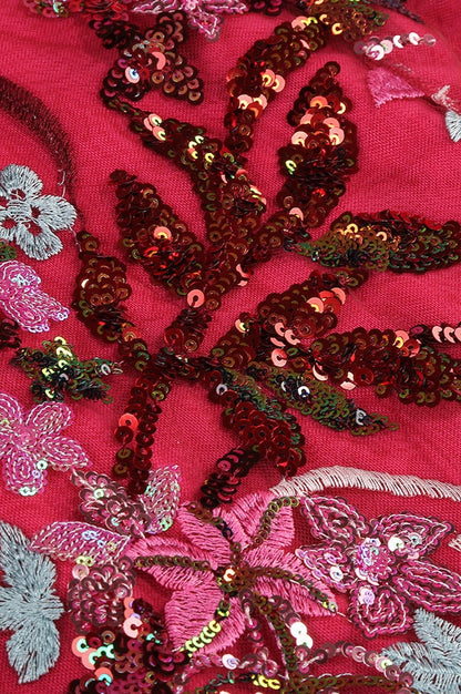 Robe Maxi Brodée de Fleurs en Sequins Buz