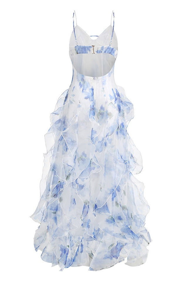 Robe Midi Imprimée Florale à Volants NOÉMIE