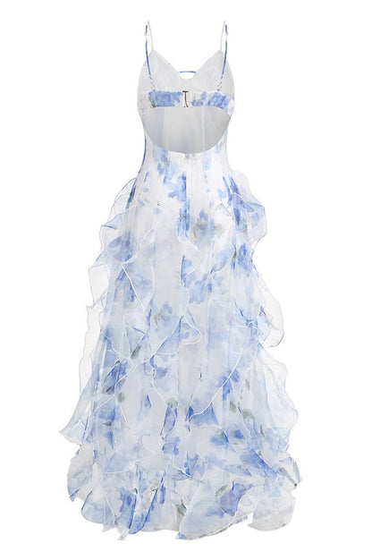 Robe Midi Imprimée Florale à Volants NOÉMIE