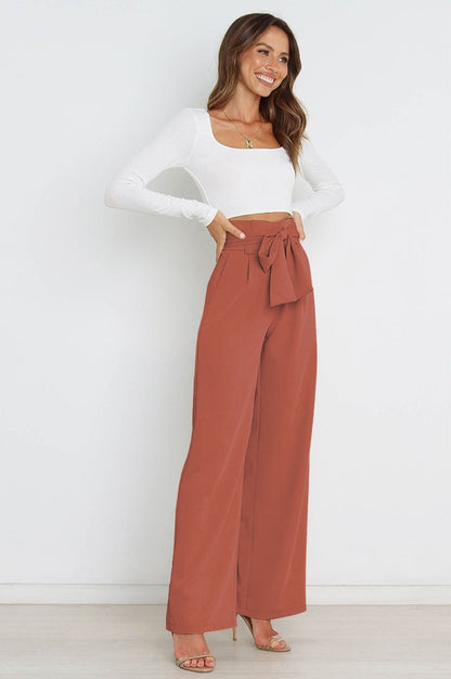 Pantalon Évasé à Ceinture Coordonné