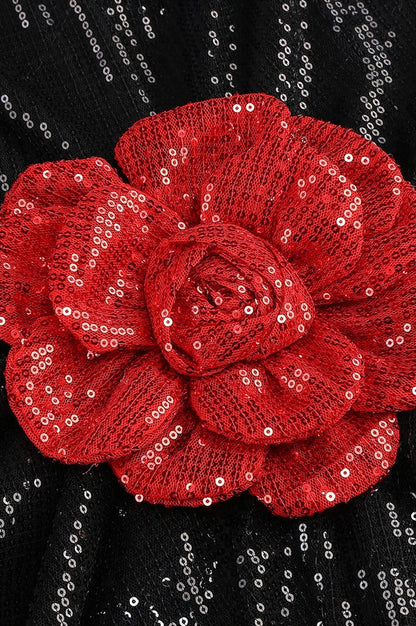 Robe Maxi Brodée à Découpe Rosette en Sequin
