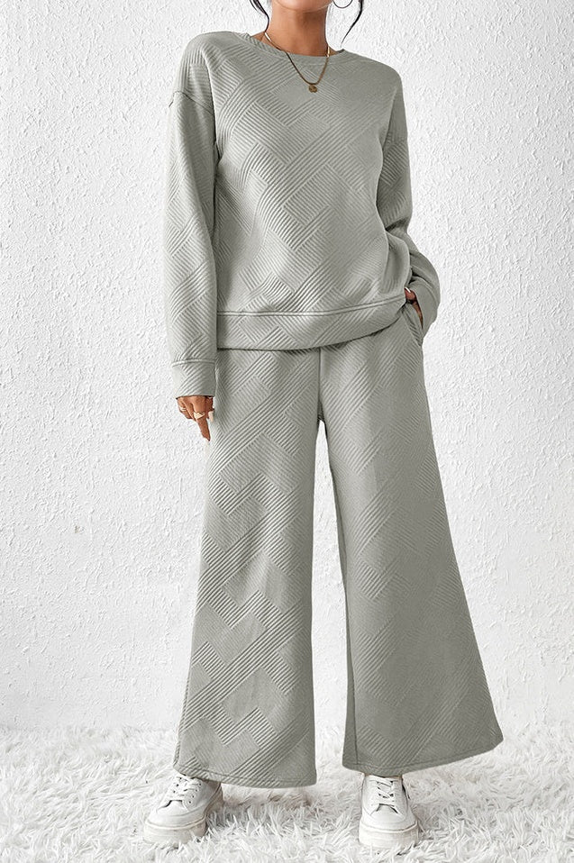 Ensemble Texturé à Manches Longues et Pantalon