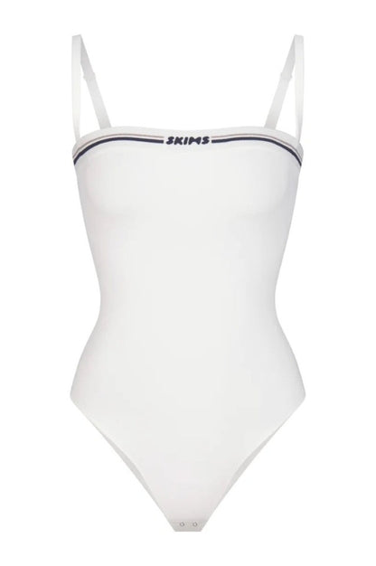 Bodysuit Logo à Encolure Droite