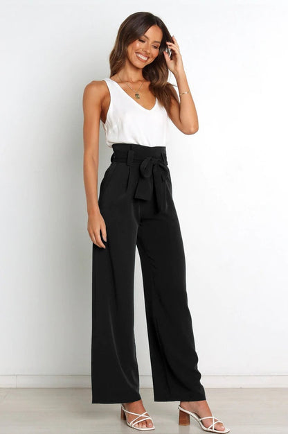 Pantalon Évasé à Ceinture Coordonné