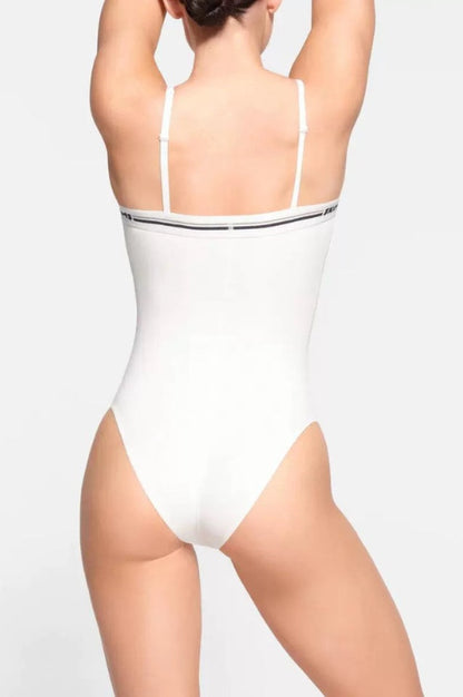 Bodysuit Logo à Encolure Droite