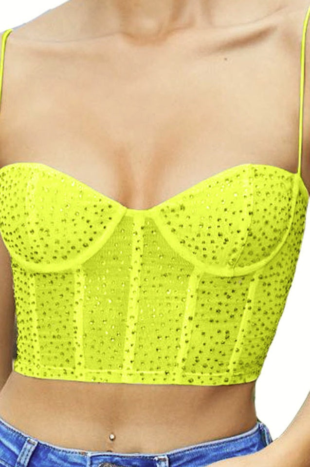 Top court bustier brodé Évasé rêve tropical