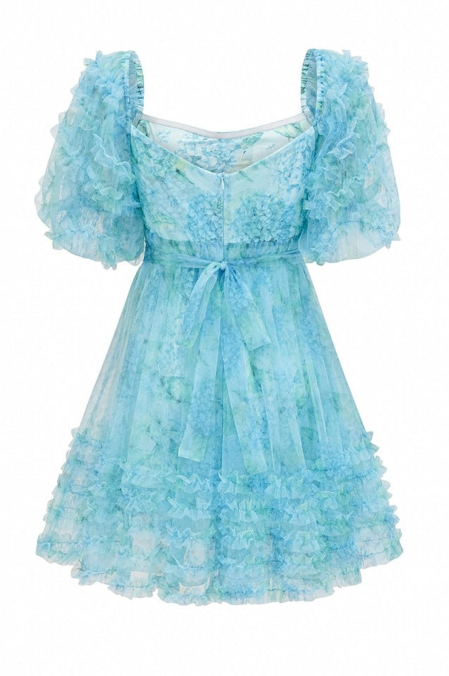 Robe Mini à Manches Bouffantes Raquel