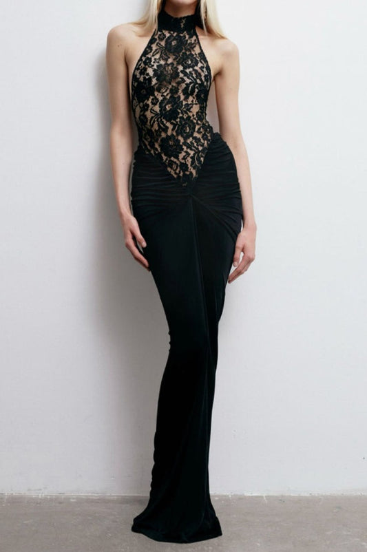 Robe Maxi à Fleurs en Dentelle à Dos Nu Janice - Révier Paris