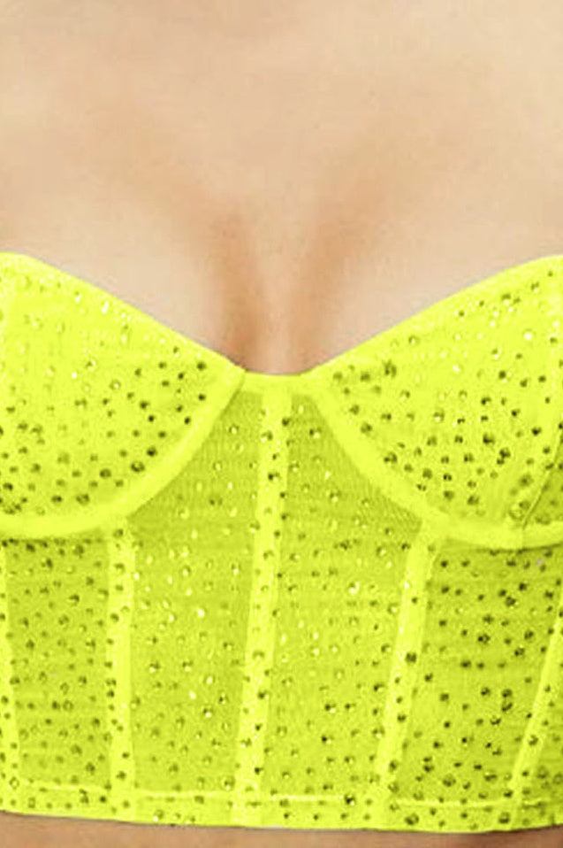 Top court bustier brodé Évasé rêve tropical
