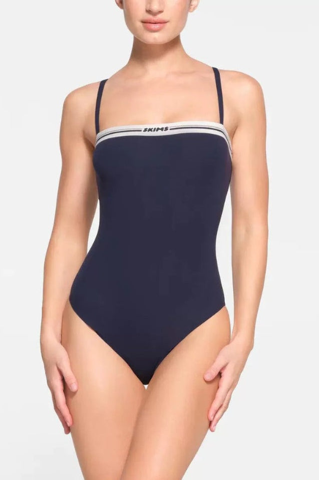 Bodysuit Logo à Encolure Droite
