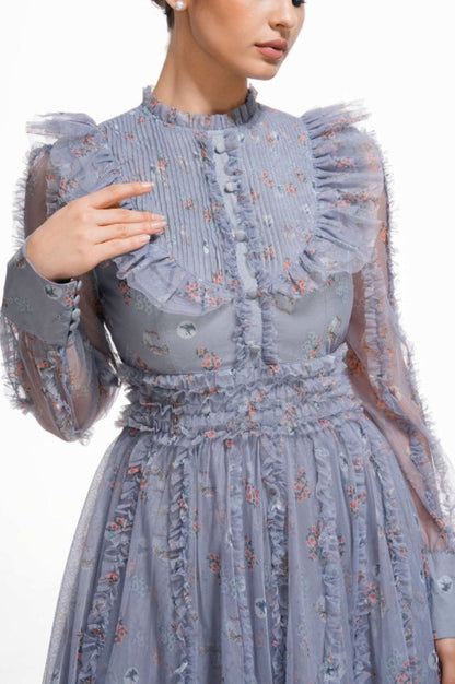 Robe Longue à Manches Longues Fleurie Beryl