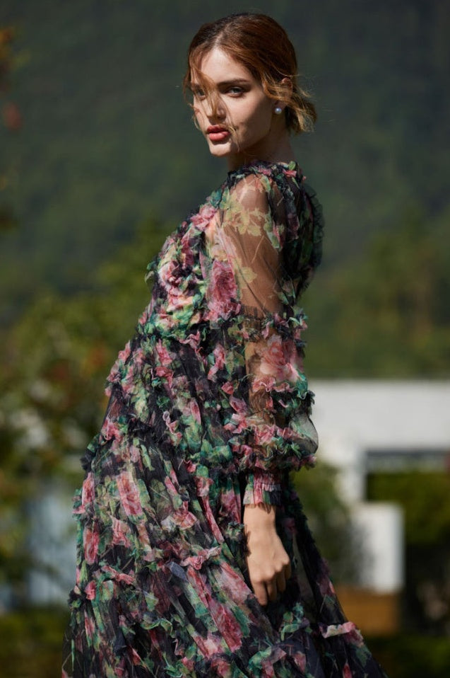 Robe en Maille Florale Aurora