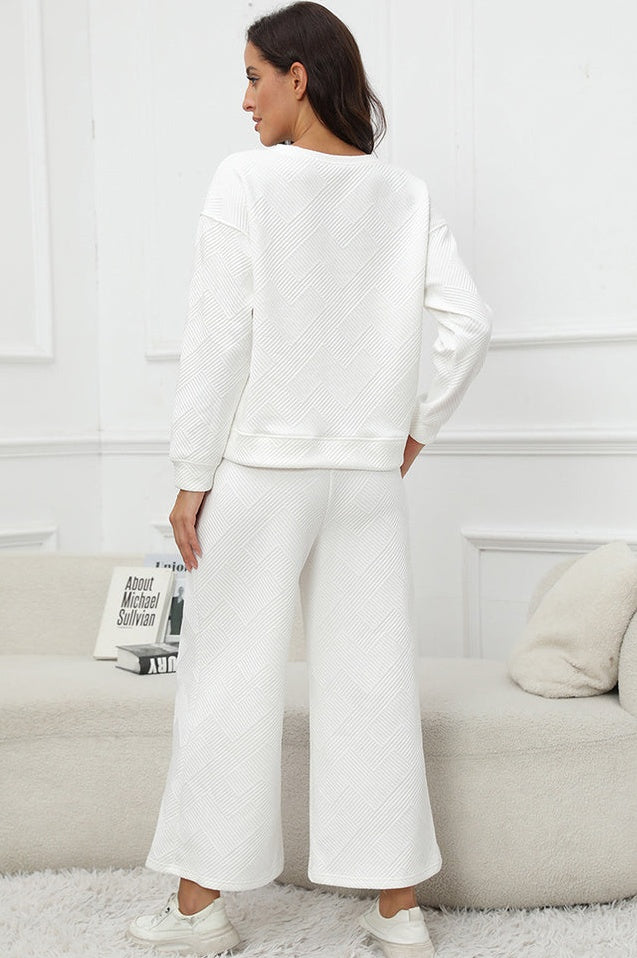 Ensemble Texturé à Manches Longues et Pantalon