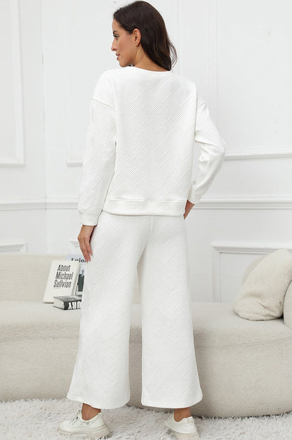 Ensemble Texturé à Manches Longues et Pantalon