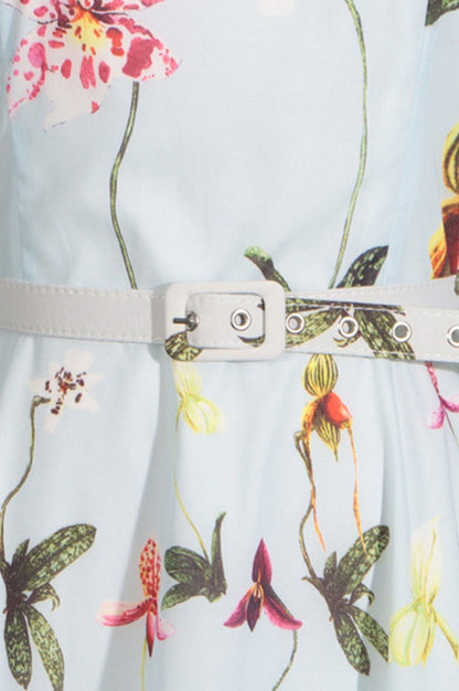 Robe Midi à Dos Nu Orchidée Ceinturée