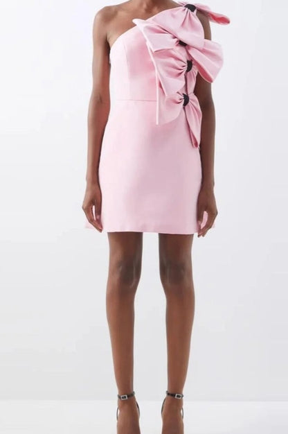 Robe Mini en Soie avec Détails en Nœud