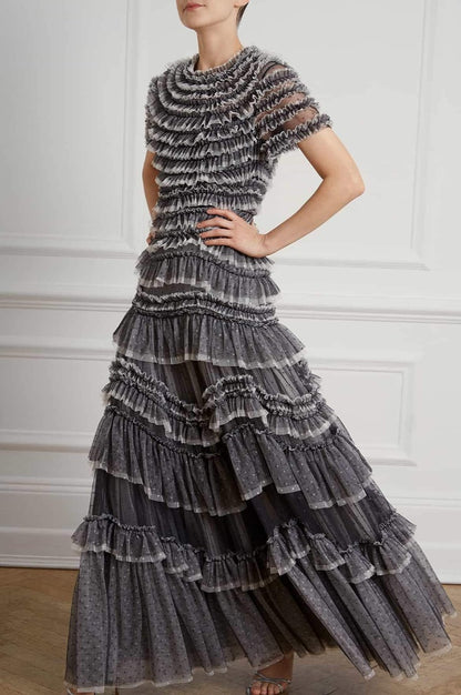 Robe Brodée à Volants "Rose Sauvage" - Révier Paris
