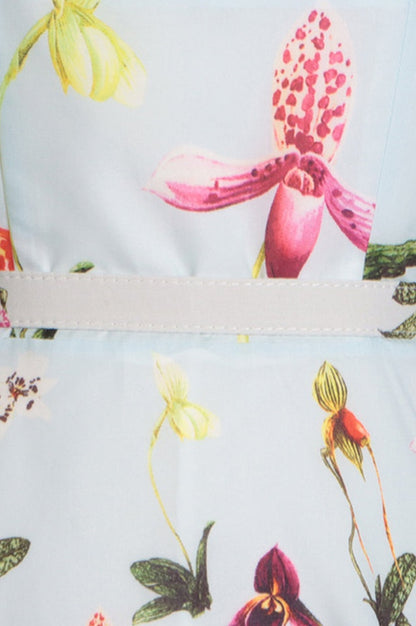Robe Midi à Dos Nu Orchidée Ceinturée