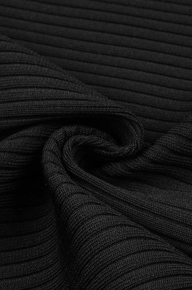 Robe Tricotée à Col Bouffant et Détails Zippés