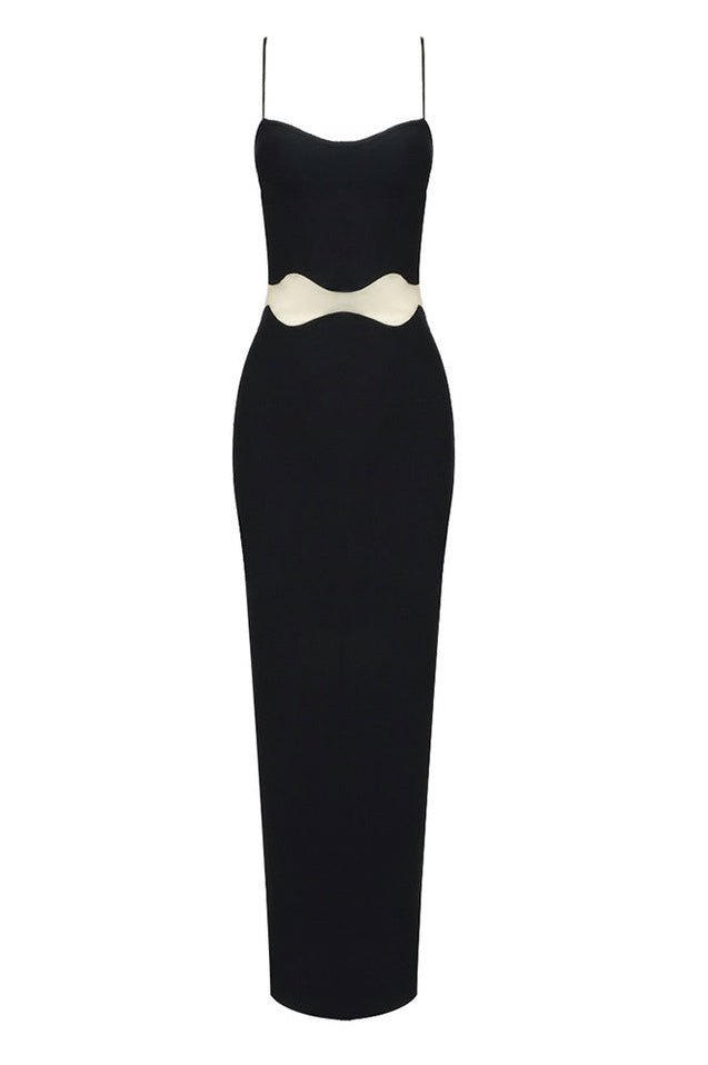Robe Maxi Épousant Noir en Bandage