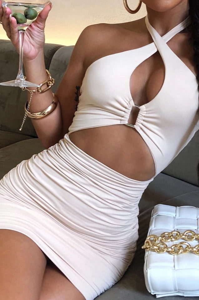 Robe Halter Sexy à Décolleté en Goutte d'Eau