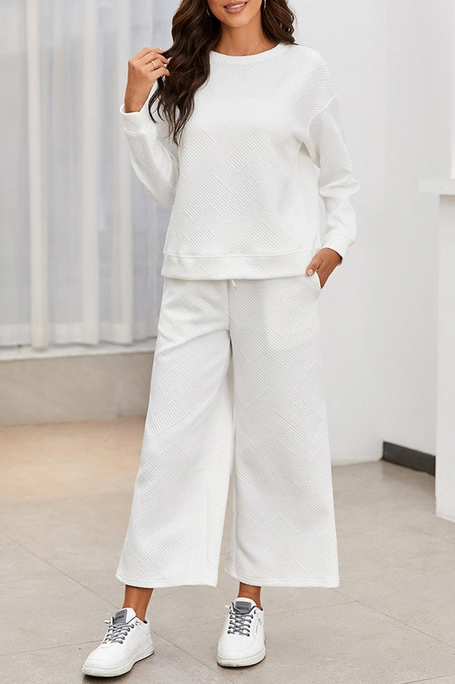Ensemble Texturé à Manches Longues et Pantalon