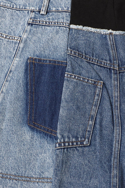 Robe Mince en Jean Patchwork et Jersey