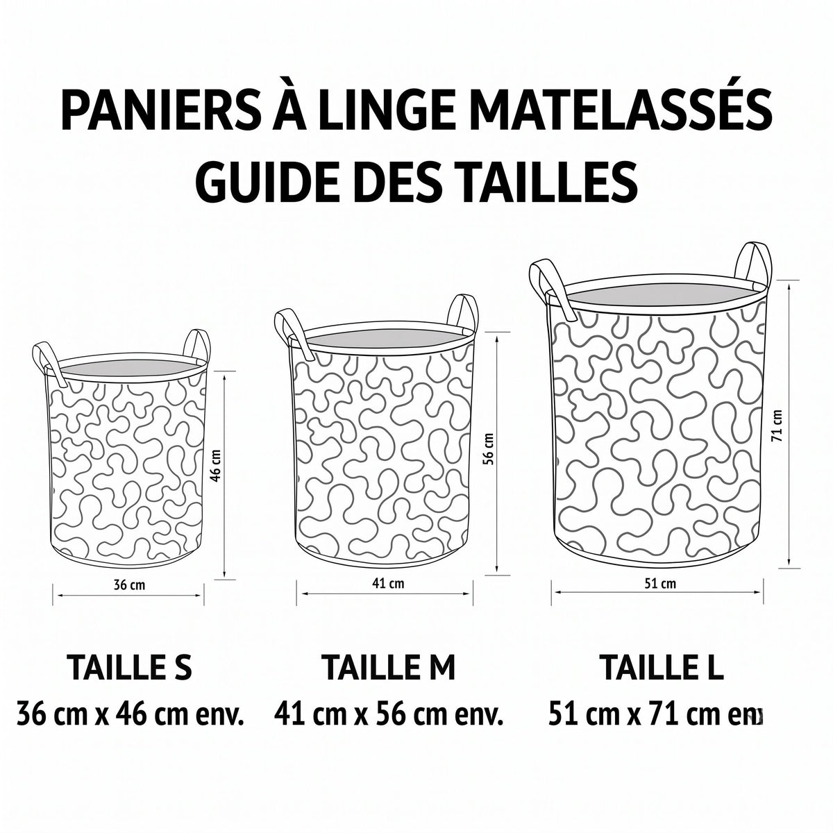 Panier à linge matelassé artisanal – Abeilles et fleurs