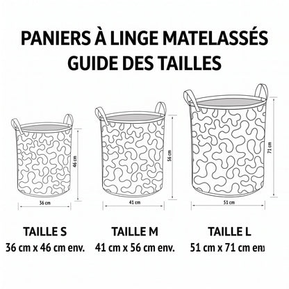 Panier à linge matelassé artisanal – Abeilles et fleurs