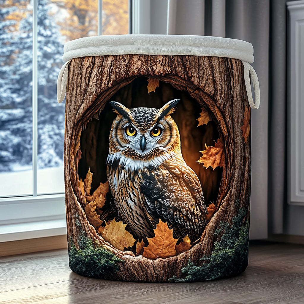 Panier à linge matelassé artisanal – Hibou
