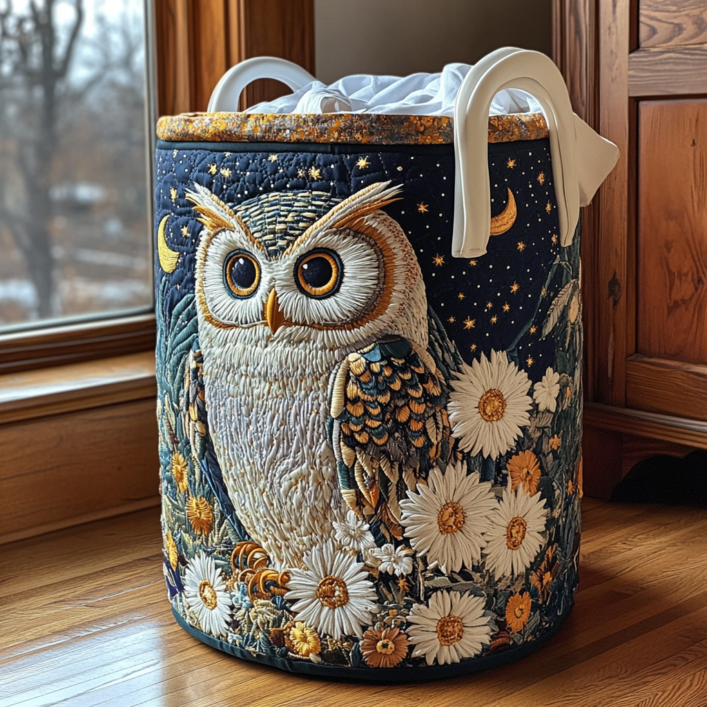 Panier à linge matelassé artisanal – Hibou