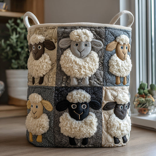 Panier à linge matelassé artisanal – Petit agneau