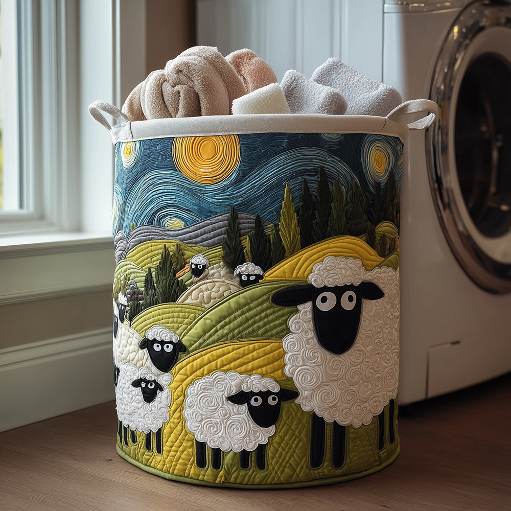 Panier à linge matelassé artisanal – Petit agneau