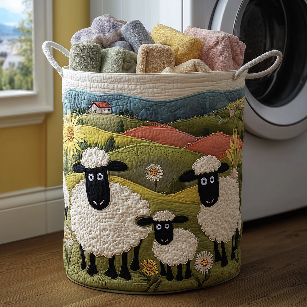 Panier à linge matelassé artisanal – Petit agneau