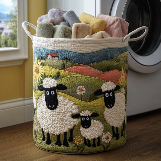 Panier à linge matelassé artisanal – Petit agneau