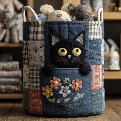 Panier à linge matelassé artisanal – Denim