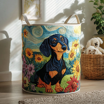 Panier à linge matelassé artisanal – Adorable teckel