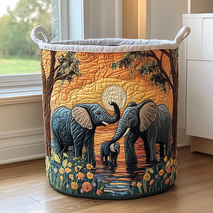 Panier à linge matelassé artisanal – Éléphant