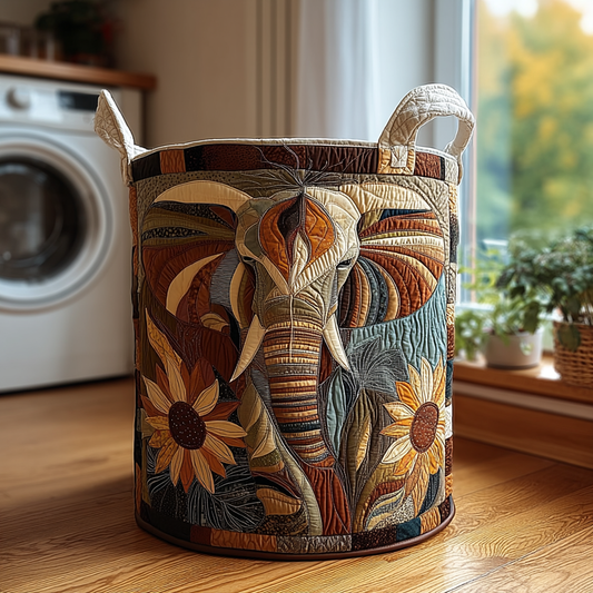 Panier à linge matelassé artisanal – Éléphant