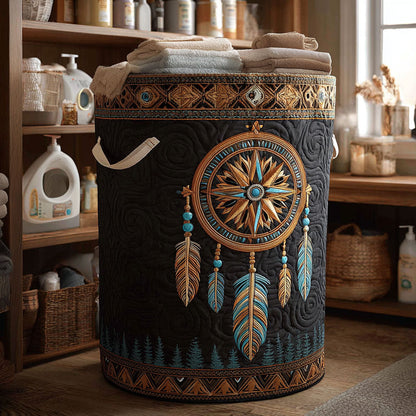 Panier à linge matelassé artisanal – Motif élégant et symbolique