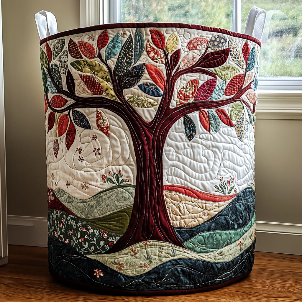 Panier à linge matelassé artisanal – Arbre lumineux