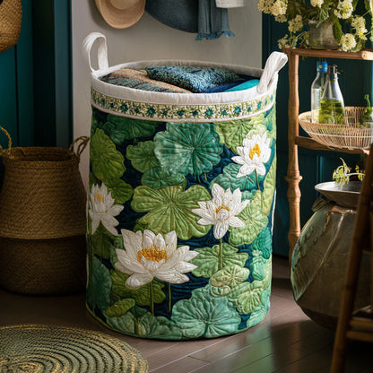 Panier à linge matelassé artisanal – Lys délicats