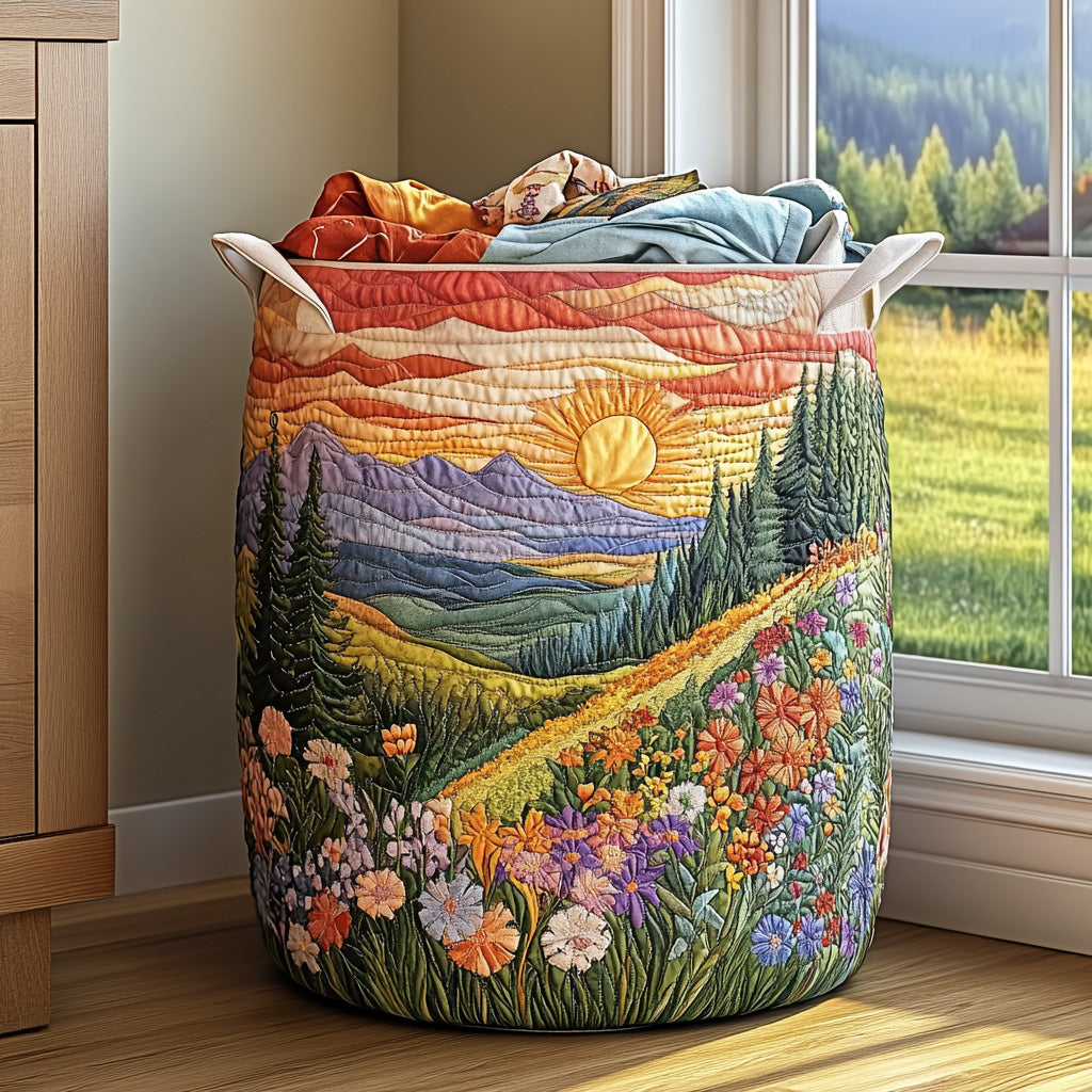Panier à linge matelassé artisanal – Campanules