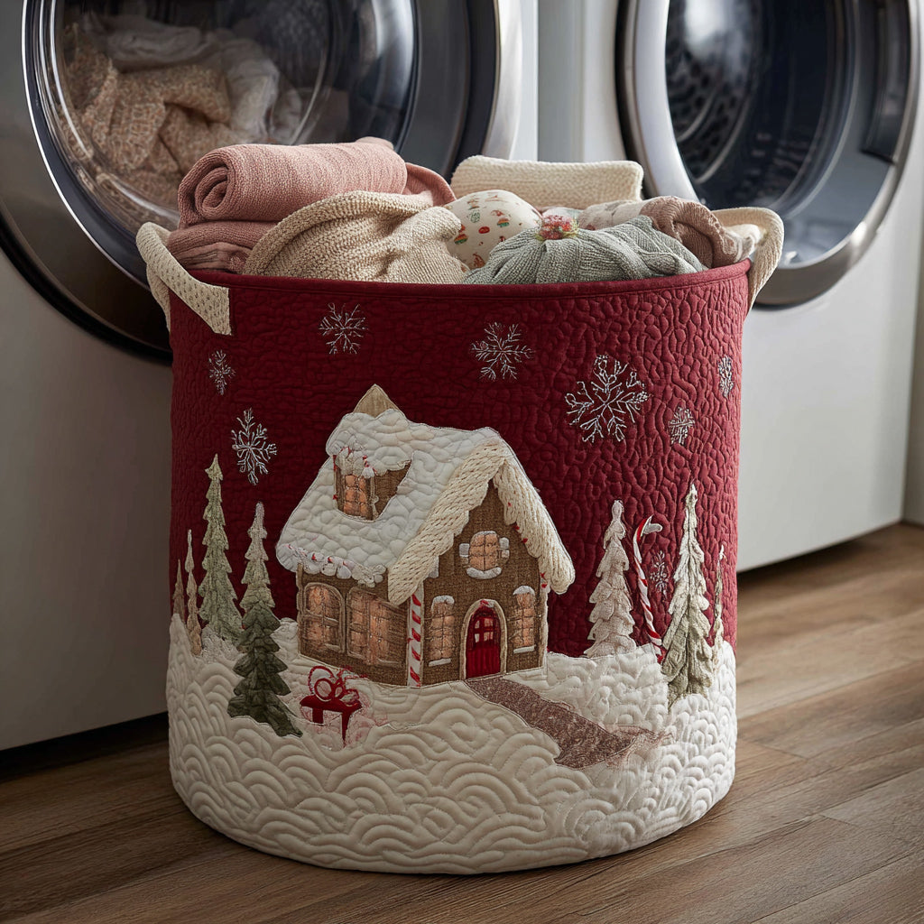 Panier à linge matelassé artisanal – Maison enneigée
