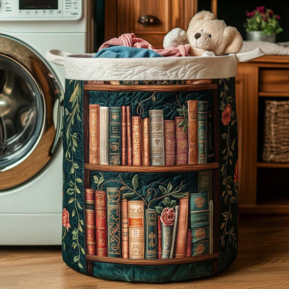 Panier à linge matelassé artisanal – Motif littéraire